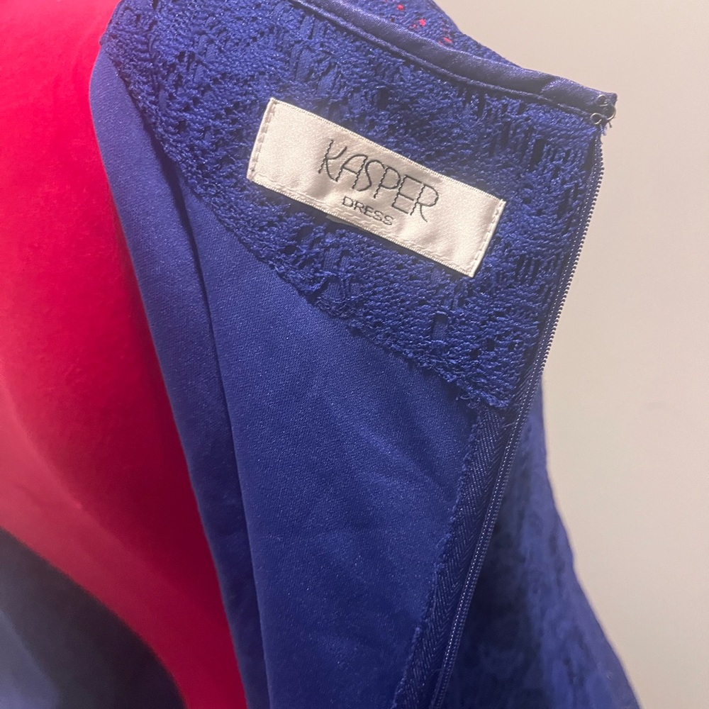 Kasper Royal Blue Lace Midi Dress with Cap Sleeves - Picture 8 of 9